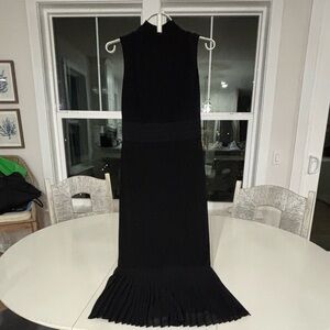 Joseph Ribkoff Black Sleeveless  Dress with Pleated Flounce